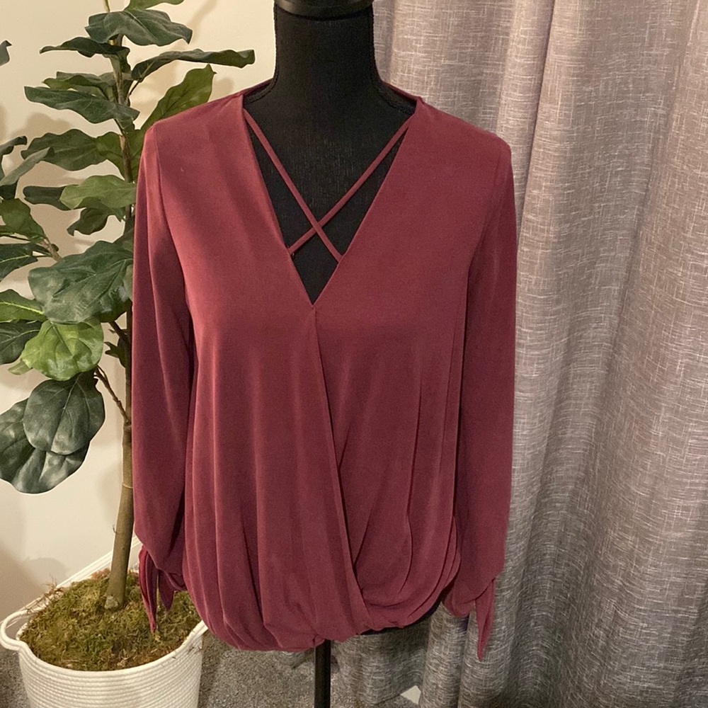 Maroon cross-cross top